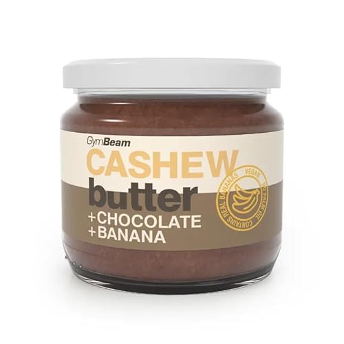 GymBeam Cashewbutter mit Schokolade und Banane - Cremiges Cashewmus ohne Palmöl, GVO & Gluten, reich an Ballaststoffen, ideal für Porridge, Desserts & Smoothies, 340 g GymBeam Cashewbutter mit Schokolade und Banane - Cremiges Cashewmus ohne Palmöl, GVO & Gluten, reich an Ballaststoffen, ideal für Porridge, Desserts & Smoothies, 340 g von GymBeam