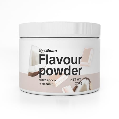 GymBeam Flavour Pulver - leckere Geschmackspulver, hoher Ballaststoffanteil aus Zichorien, nur 10 Kalorien pro Portion, ideal zur Aromatisierung von Speisen (250 g, White Chocolate-Coconut) von GymBeam