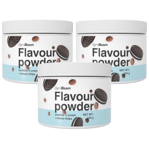GymBeam Flavour Pulver - leckere Geschmackspulver, hoher Ballaststoffanteil aus Zichorien, nur 10 Kalorien pro Portion, ideal zur Aromatisierung (250 g (3er pack), Cookies&Cream with Chocochips) von GymBeam