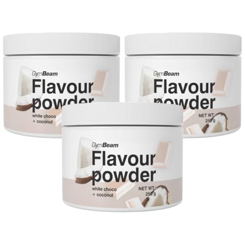 GymBeam Flavour Pulver - leckere Geschmackspulver, hoher Ballaststoffanteil aus Zichorien, nur 10 Kalorien pro Portion, ideal zur Aromatisierung (250 g (3er pack), White Chocolate-Coconut) von GymBeam