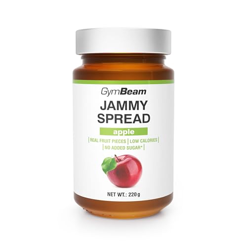 GymBeam Jammy Spread - Geleeaufstrich ohne Zucker, Fruchtaufstrich mit Fruchtstücken, fettfrei, kalorienarm, ideal zum Abnehmen, köstlich süß, perfekt für Brot, Breie & Desserts (220 g, Apfel) von GymBeam