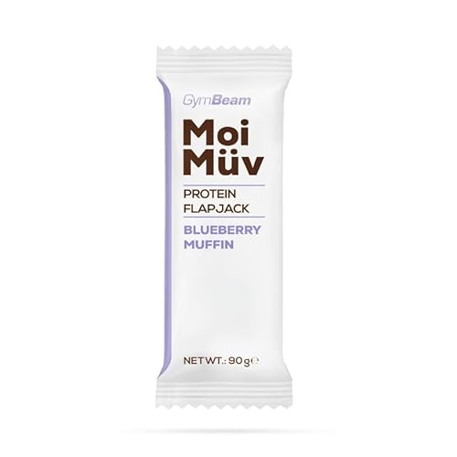 GymBeam MoiMüv Protein Flapjack - Proteinriegel mit 20g Protein pro Portion, reich an Ballaststoffen, hervorragende Kohlenhydratquelle, Proteinriegel mit Whey-Konzentrat (12x90 g, Blueberry Muffin) von GymBeam