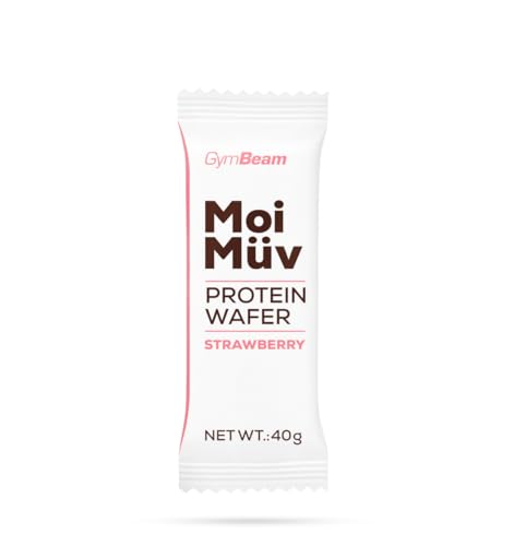 GymBeam MoiMüv Proteinwaffel - Hochwertiger knuspriger Proteinriegel, Eiweißriegel, unterstützt Muskelaufbau & Knochengesundheit, perfekt als Snack oder Dessert (16 x 40 g, Erdbeere) von GymBeam