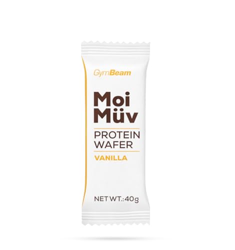 GymBeam MoiMüv Proteinwaffel - Hochwertiger knuspriger Proteinriegel, Eiweißriegel, unterstützt Muskelaufbau & Knochengesundheit, perfekt als Snack oder Dessert (16 x 40 g, Vanille) von GymBeam