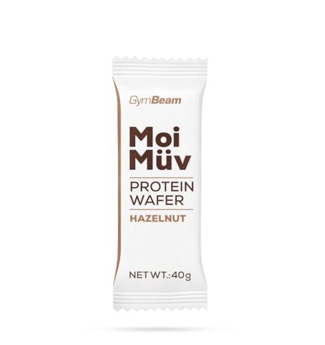 GymBeam MoiMüv Proteinwaffel - Hochwertiger knuspriger Proteinriegel, Eiweißriegel, unterstützt Muskelaufbau & Knochengesundheit, perfekt als Snack oder Dessert (20 x 40 g, Haselnuss) von GymBeam