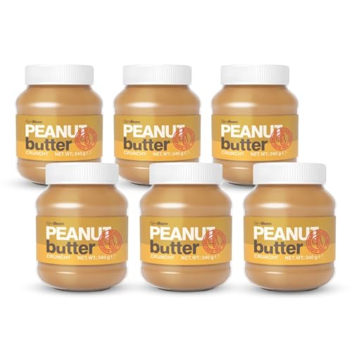 GymBeam Natürliche Erdnussbutter - Hoher Proteingehalt, vegane Protein- und Fettquelle, gesunde Protein-Erdnussbutter ohne Zucker und Palmöl, hervorragend in süßen (340 g (6er pack), Crunchy) von GymBeam