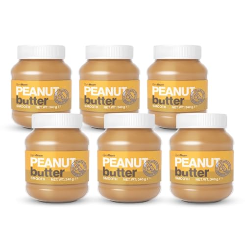 GymBeam Natürliche Erdnussbutter - Hoher Proteingehalt, vegane Protein- und Fettquelle, gesunde Protein-Erdnussbutter ohne Zucker und Palmöl, hervorragend in süßen (340 g (6er pack), Smooth) von GymBeam