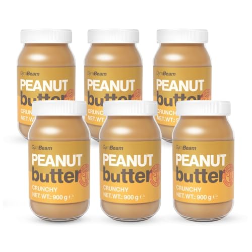 GymBeam Natürliche Erdnussbutter - Hoher Proteingehalt, vegane Protein- und Fettquelle, gesunde Protein-Erdnussbutter ohne Zucker und Palmöl, hervorragend in süßen (900 g (6er pack), Crunchy) von GymBeam