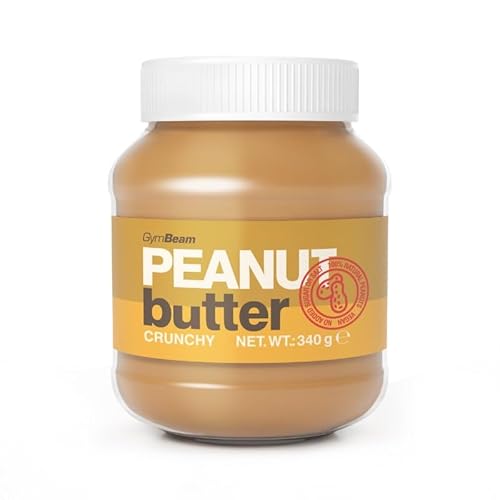 GymBeam Natürliche Erdnussbutter - Hoher Proteingehalt, vegane Protein- und Fettquelle, gesunde Protein-Erdnussbutter ohne Zucker und Palmöl (340 g, Crunchy) von GymBeam