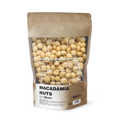 GymBeam Ungesalzene Macadamianüsse - Reich an gesunden Fetten & Ballaststoffen, frei von Zusatzstoffen, ideal als veganer Snack, fördert Energie & Gesundheit, buttriger Geschmack, 500g GymBeam Ungesalzene Macadamianüsse - Reich an gesunden Fetten & Ballaststoffen, frei von Zusatzstoffen, ideal als veganer Snack, fördert Energie & Gesundheit, buttriger Geschmack, 500g von GymBeam