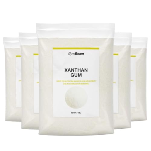 GymBeam Xanthan Gum - Geschmackloses Xanthan Pulver als Verdickungsmittel und Stabilisator, pflanzliches Xantan Gum Pulver als Glutenersatz für Veganer und Vegetarier geeignet (100 g (5er pack)) von GymBeam