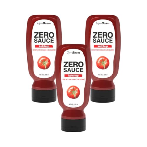 GymBeam ZERO SAUCE Ketchup - Ketchup ohne Zucker, nur 9 kcal pro 100 ml, fettfrei, cremig, vegan, Light-Sauce für Gemüse, Fleisch & Pasta, praktische Verpackung, kalorienarm (320 ml (3er pack)) von GymBeam