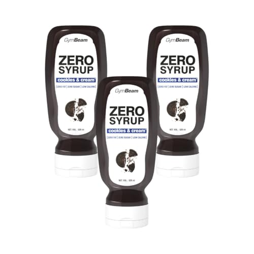 GymBeam ZERO SYRUP – Sauce ohne Zucker, Topping Sirup, Sirup ohne Fett, ideal als Geschmacksverstärker für Pfannkuchen, , kalorienarm und abnehmfreundlich, Cookies & Cream (350 ml (3er pack)) von GymBeam