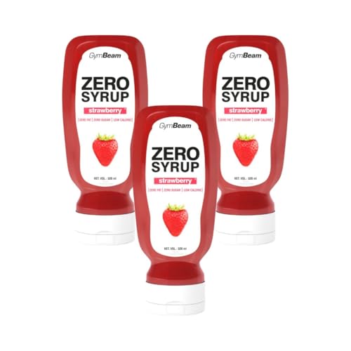 GymBeam ZERO SYRUP - Zuckerfrei und fettarm, ideal als Topping und Dessertsauce, niedriger Energiewert, perfekt für Pfannkuchen, Crêpes, Waffeln und Porridge, Erdbeere (320 ml (3er pack)) von GymBeam