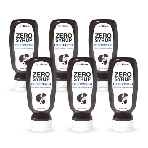 GymBeam ZERO SYRUP - Zuckerfrei und fettarm, ideal als Topping und Dessertsauce, niedriger Energiewert, perfekt für Pfannkuchen, Crêpes, Waffeln und Porridge, Cookies & Cream (350 ml (6er pack)) von GymBeam