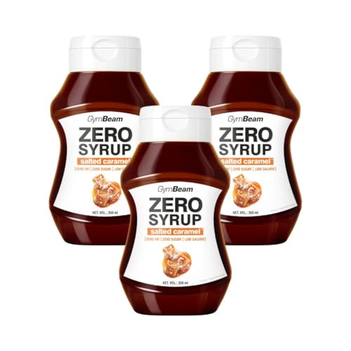 GymBeam ZERO SYRUP - Zuckerfrei und fettarm, ideal als Topping und Dessertsauce, niedriger Energiewert, perfekt für Pfannkuchen, Crêpes, Waffeln und Porridge, Salziges Karamell (350 ml (6er pack)) von GymBeam