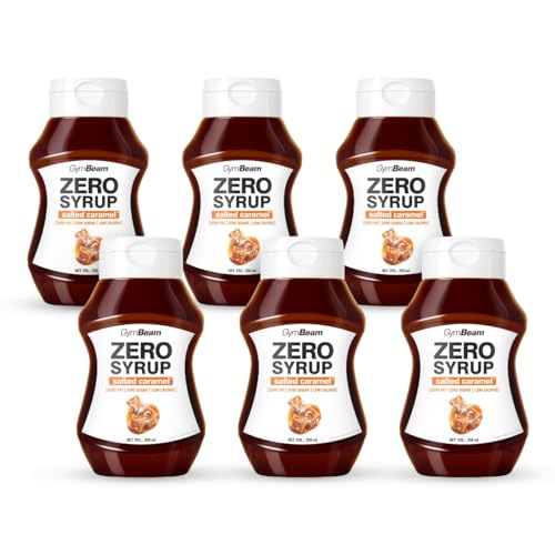 GymBeam ZERO SYRUP – Sauce ohne Zucker, Topping Sirup, Sirup ohne Fett, ideal als Geschmacksverstärker für Pfannkuchen, , kalorienarm und abnehmfreundlich, Salziges Karamell (350 ml (3er pack)) von GymBeam