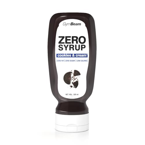 GymBeam ZERO SYRUP - Zuckerfrei und fettarm, ideal als Topping und Dessertsauce, niedriger Energiewert, perfekt für Pfannkuchen, Crêpes, Waffeln und Porridge, Cookies & Cream (350 ml (1er pack)) von GymBeam