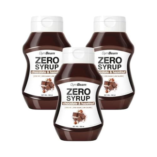 GymBeam ZERO SYRUP – Sauce ohne Zucker, Topping Sirup, Sirup ohne Fett, ideal als Geschmacksverstärker für Pfannkuchen, kalorienarm und abnehmfreundlich, Haselnuss Schokolade (350 ml (3er pack)) von GymBeam
