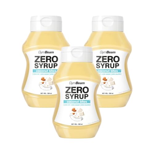 GymBeam ZERO SYRUP – Sauce ohne Zucker, Topping Sirup, Sirup ohne Fett, ideal als Geschmacksverstärker für Pfannkuchen, , kalorienarm und abnehmfreundlich, Coconut Bites (350 ml (3er pack)) von GymBeam