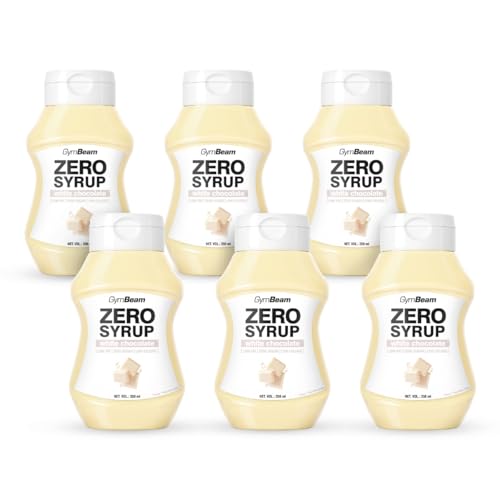 GymBeam ZERO SYRUP - Zuckerfrei und fettarm, ideal als Topping und Dessertsauce, niedriger Energiewert, perfekt für Pfannkuchen, Crêpes, Waffeln und Porridge, Weiße Schokolade (320 ml (3er pack)) von GymBeam