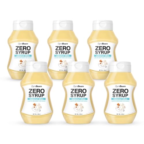 GymBeam ZERO SYRUP - Zuckerfrei und fettarm, ideal als Topping und Dessertsauce, niedriger Energiewert, perfekt für Pfannkuchen, Crêpes, Waffeln und Porridge, Coconut Bites (350 ml (6er pack)) von GymBeam
