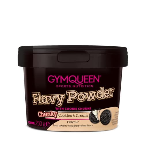 GymQueen Flavy Powder 250g, Geschmackspulver Chunky Cookies & Cream, kalorienarm, Flavour Powder zum Süßen, Backen und Verfeinern von Lebensmitteln, reich an Ballaststoffen von GymQueen