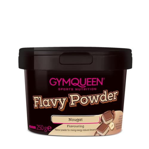 GymQueen Flavy Powder 250g, Geschmackspulver Nougat, kalorienarm, Flavour Powder zum Süßen, Backen und Verfeinern von Lebensmitteln, reich an Ballaststoffen von GymQueen