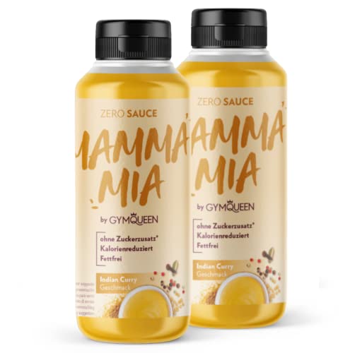 GymQueen Mamma Mia Zero Sauce 2x265ml, kalorienarm, ohne Fett & ohne Zucker, zum Verfeinern von Gerichten oder als Salat-Dressing, vegetarisch, Indian Curry von GymQueen