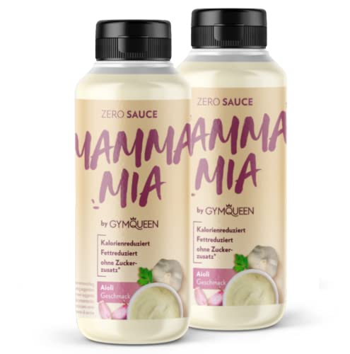 GymQueen Mamma Mia Zero Sauce 2x265ml, kalorienarm, ohne Fett & ohne Zucker, zum Verfeinern von Gerichten oder als Salat-Dressing, vegetarisch, Aioli von GymQueen