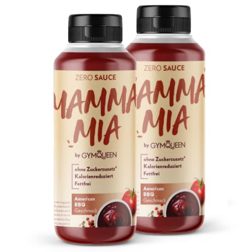 GymQueen Mamma Mia Zero Sauce 2x265ml, kalorienarm, ohne Fett & ohne Zucker, zum Verfeinern von Gerichten oder als Salat-Dressing, vegetarisch und laktosefrei, American BBQ von GymQueen