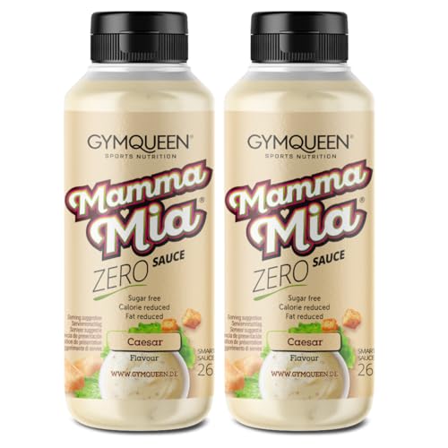 GymQueen Mamma Mia Zero Sauce 2x265ml, kalorienarm, ohne Fett & ohne Zucker, zum Verfeinern von Gerichten oder als Salat-Dressing, vegetarisch, Crazy Caesar von GymQueen