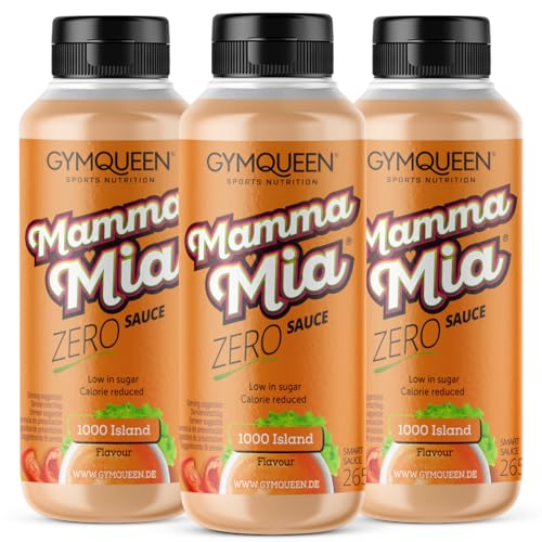 GymQueen Mamma Mia Zero Sauce 3x265ml, kalorienarm, ohne Fett & ohne Zucker, zum Verfeinern von Gerichten oder als Salat-Dressing, vegetarisch und laktosefrei, 1000 Island von GymQueen