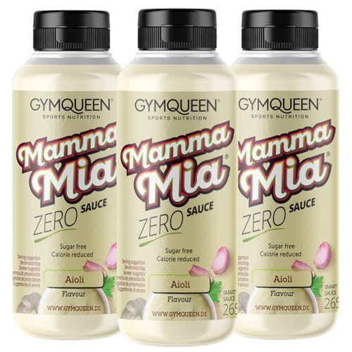 GymQueen Mamma Mia Zero Sauce 3x265ml, kalorienarm, ohne Fett & ohne Zucker, zum Verfeinern von Gerichten oder als Salat-Dressing, vegetarisch und laktosefrei, Aioli von GymQueen