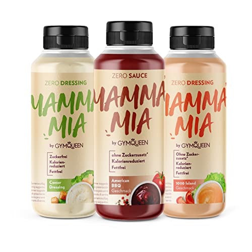 GymQueen Mamma Mia Zero Sauce 3x265ml, kalorienarm, ohne Fett & ohne Zucker, zum Verfeinern von Gerichten oder als Salat-Dressing, vegetarisch und laktosefrei, American Set von GymQueen