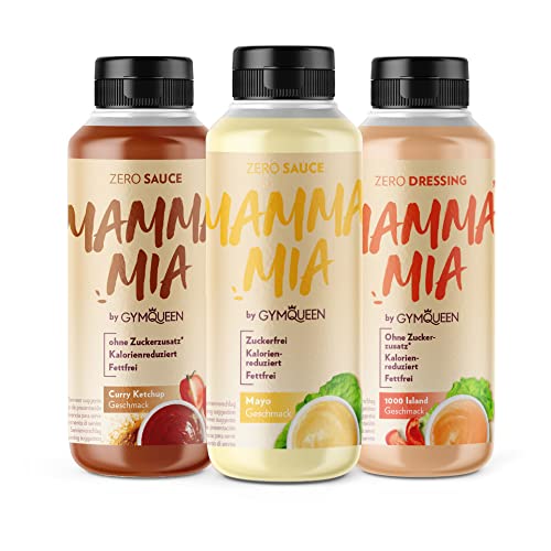 GymQueen Mamma Mia Zero Sauce 3x265ml, kalorienarm, ohne Fett & ohne Zucker, zum Verfeinern von Gerichten oder als Salat-Dressing, vegetarisch und laktosefrei, Classic Set von GymQueen