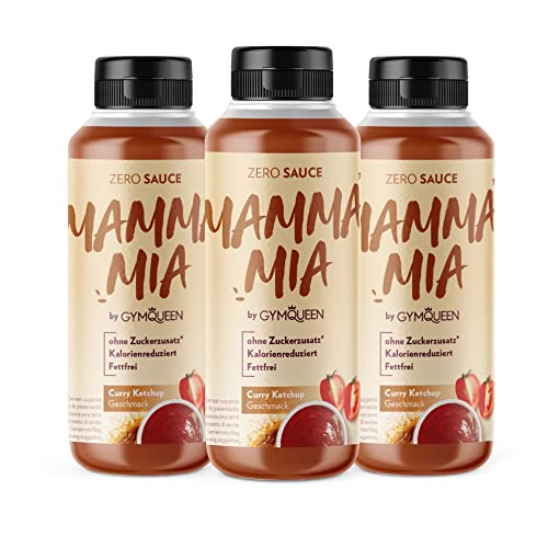 GymQueen Mamma Mia Zero Sauce 3x265ml, kalorienarm, ohne Fett & ohne Zucker, zum Verfeinern von Gerichten oder als Salat-Dressing, vegetarisch und laktosefrei, Curry Ketchup von GymQueen