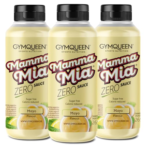 GymQueen Mamma Mia Zero Sauce 3x265ml, kalorienarm, ohne Fett & ohne Zucker, zum Verfeinern von Gerichten oder als Salat-Dressing, vegetarisch und laktosefrei, Mayo von GymQueen