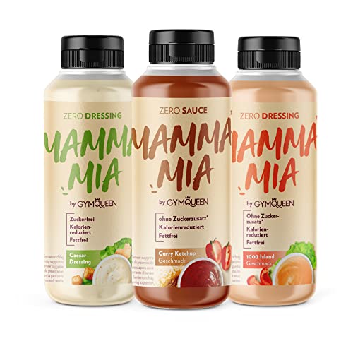 GymQueen Mamma Mia Zero Sauce 3x265ml, kalorienarm, ohne Fett & ohne Zucker, zum Verfeinern von Gerichten oder als Salat-Dressing, vegetarisch und laktosefrei von GymQueen