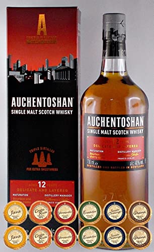 Auchentoshan 12 Jahre Single Malt Whisky + 12 Edelschokoladen in 6 Sorten von H-BO
