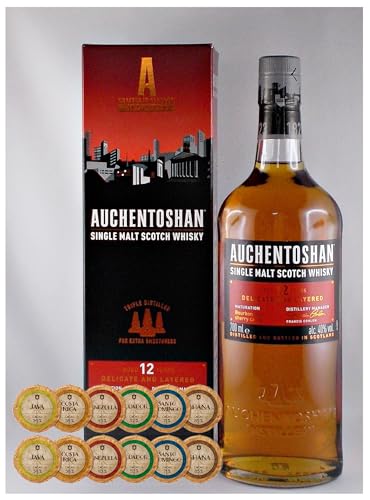 Auchentoshan 12 Jahre Single Malt Whisky + 12 Edelschokoladen in 6 Sorten Auchentoshan 12 Jahre Single Malt Whisky + 12 Edelschokoladen in 6 Sorten von H-BO