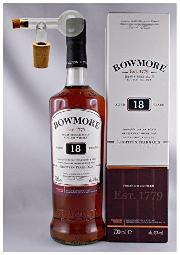 Bowmore 18 Jahre Islay Single Malt Whisky + Glaskugelportionierer zum feinen Dosieren von H-BO