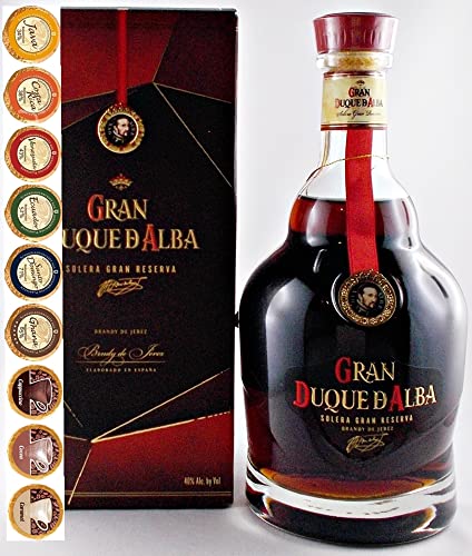 Brandy Gran Duque D Alba Solera Gran Reserva + 9 Edelschokoladen in 9 Sorten von H-BO