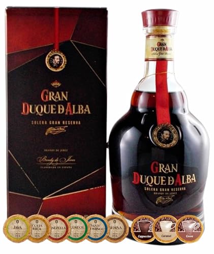 Brandy Gran Duque D Alba Solera Gran Reserva + 9 Edelschokoladen in 9 Geschmacksvariationen Brandy Gran Duque D Alba Solera Gran Reserva + 9 Edelschokoladen in 9 Geschmacksvariationen von H-BO