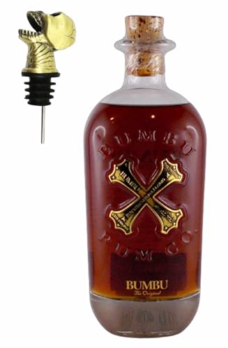 Bumbu Original Barbados Rum Flavour Spirit + 1 Ausgießer Totenkopf Schädel mit Zinklegierung von H-BO