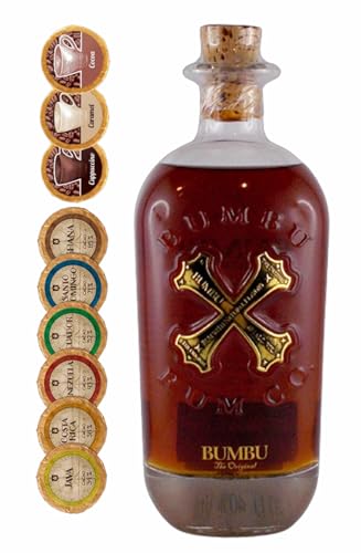 Bumbu Original Barbados Rum Flavour Spirit + 9 Edelschokoladen in 9 Sorten von H-BO