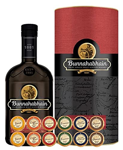 Bunnahabhain 12 Jahre Islay Single Malt Whisky + 12 Edelschokoladen in 6 Sorten von H-BO