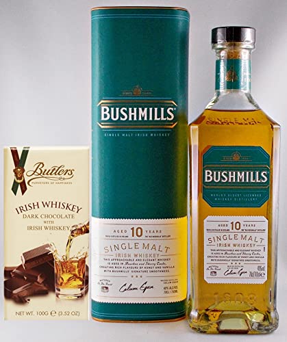 Bushmills 10 Jahre Irischer Single Malt Whiskey + Whiskey Schokolade von H-BO
