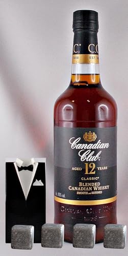 Canadian Club Whisky 12 Jahre kanadischer Whisky + 4 Whiskey Kühlsteine von H-BO