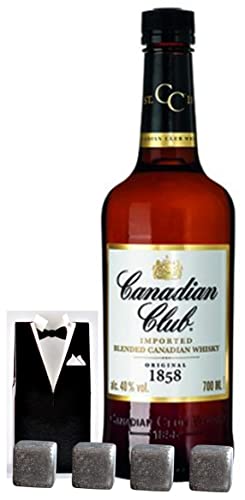 Canadian Club kanadischer Whisky + 4 Whiskey Kühlsteine im Smoking von H-BO